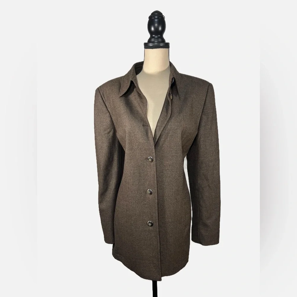 Escada Margaretha Ley Dark Brown Virgin Wool Vintage Jacket Womens size 42 - Picture 2 of 8